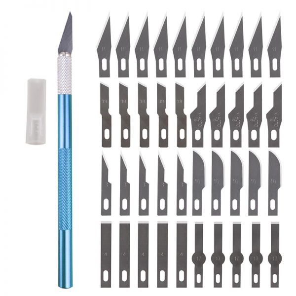 Non-Slip Metal Scalpel Knife Tools Kit Cutter Engraving Craft knives + 40pcs Blades Mobile Phone PCB DIY Repair Hand Tools 3