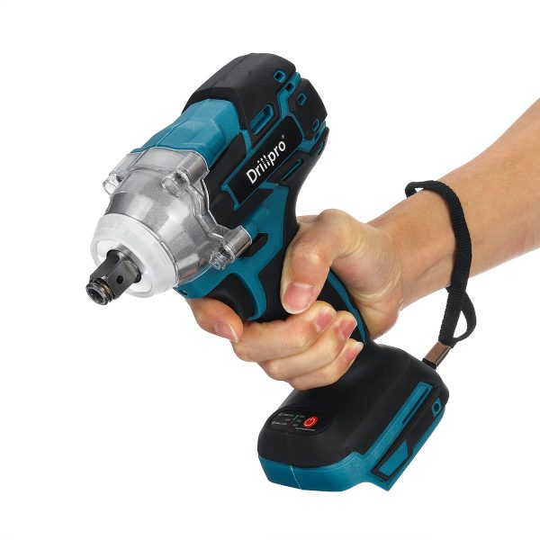 Drillpro Brushless Cordless Electric Impact Wrench Rechargeable 1/2 inch Wrench Power Tools Compatible for Makita 18V Battery 5