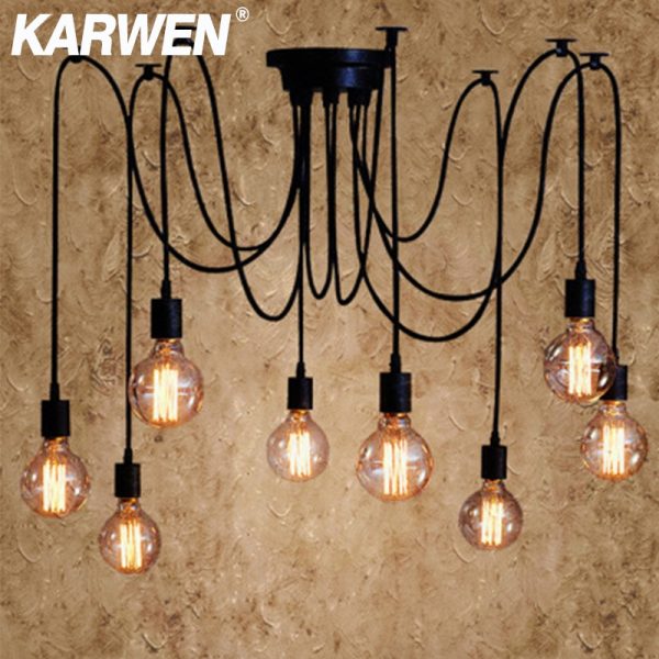 KARWEN Nordic Spider Industrial Pendant Lamp E27 Loft Edison Industrial Hanging lamps Length 120cm 150cm 200cm Pendant Lights 1
