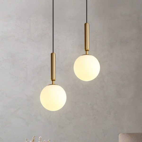 Modern Pendant Lamp Luxurious Gold Glass Ball Lampshade Hanging Lights Fixtures For Dining Room Bedroom Decoration Lighting 1