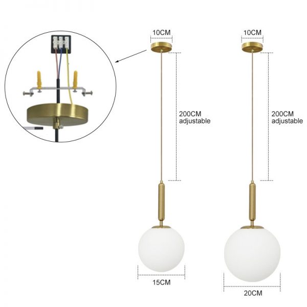 Modern Pendant Lamp Luxurious Gold Glass Ball Lampshade Hanging Lights Fixtures For Dining Room Bedroom Decoration Lighting 4