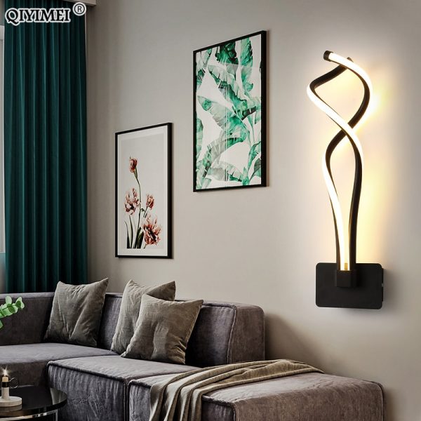 Modern Minimalist Wall Lamps Living Room Bedroom Bedside Luster AC90V-260V LED Indoor black white Lamp Aisle Lighting decoration 6