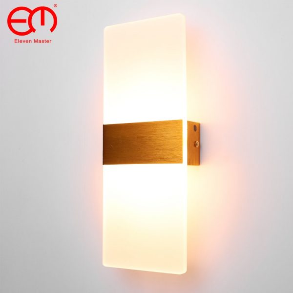 Mini 3/6/12W Led Acrylic Wall Lamp AC85-265V Long warm white Bedding Room Living Room Indoor wall lamp 1