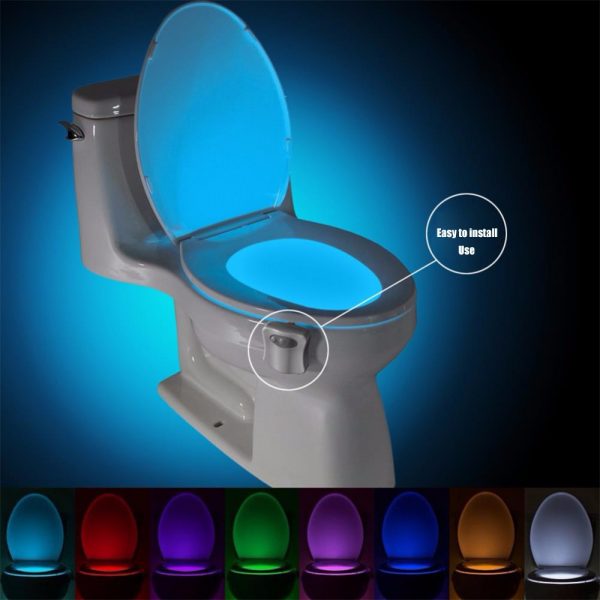 Smart PIR Motion Sensor Toilet Seat Night Light 8 Colors Waterproof Backlight For Toilet Bowl LED Luminaria Lamp WC Toilet Light 1