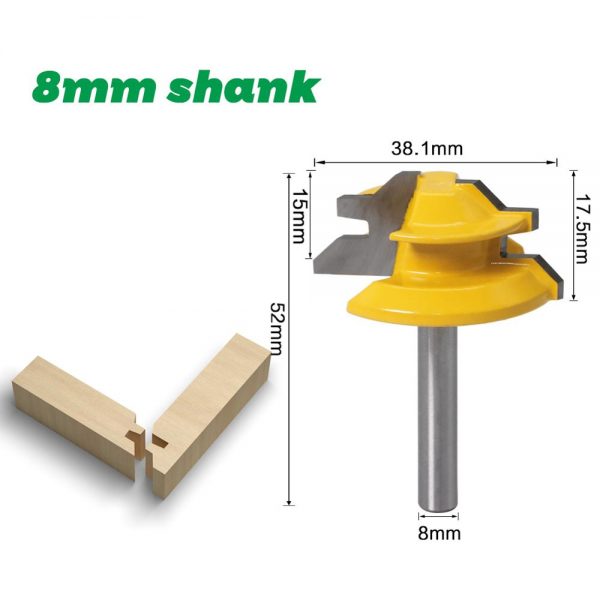45 Degree Lock Miter Router Bit 6 to 1/2 Shank Woodworking Tenon Milling Cutter Tool Drilling Milling For Wood Carbide Alloy 4