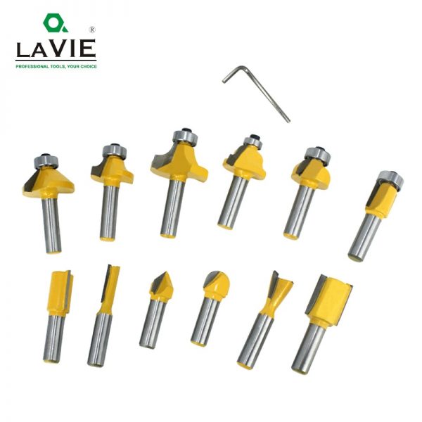 LAVIE 12pcs 8mm Router Bit Set Trimming Straight Milling Cutter Wood Bits Tungsten Carbide Cutting Woodworking Trimming MC02006 3