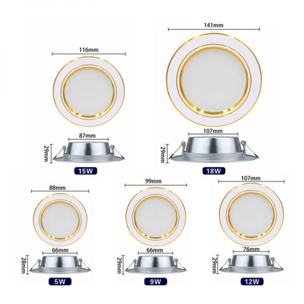 10pcs/lot LED Downlight 5W 9W 12W 15W 18W Recessed Round LED Ceiling Lamp AC 220V-240V Indoor Lighting Warm White Cold White 3