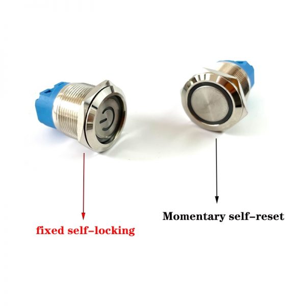 12/16/19/22mm Waterproof Metal Push Button Switch LED Light Momentary Latching Car Engine Power Switch 5V 12V 24V 220V Red Blue 3