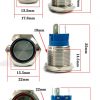 12/16/19/22mm Waterproof Metal Push Button Switch LED Light Momentary Latching Car Engine Power Switch 5V 12V 24V 220V Red Blue 6