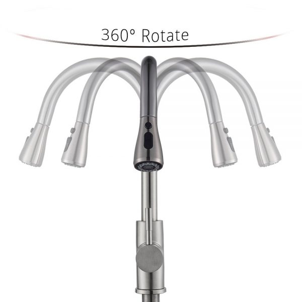 Rozin Brushed Nickel Kitchen Faucet Single Hole Pull Out Spout Kitchen Sink Mixer Tap Stream Sprayer Head Chrome/Black Mixer Tap 2