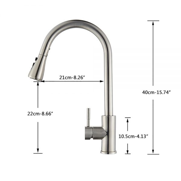 Rozin Brushed Nickel Kitchen Faucet Single Hole Pull Out Spout Kitchen Sink Mixer Tap Stream Sprayer Head Chrome/Black Mixer Tap 4