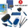 8pc/set Multifunctional Wall Decorative Paint Roller Corner Brush Handle Tool DIY Household Easy to Operate Painting Brushes Kit 1