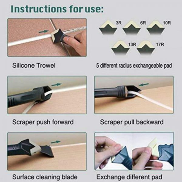 3 in1 Silicone Remover Sealant Smooth Scraper Caulk Finisher Grout Kit Tools Floor Mould Removal Hand Tools Set Accessories 3