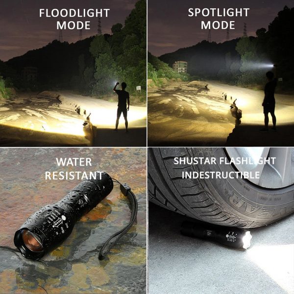 Shustar Led flashlight Ultra Bright torch L2/V6 Camping light 5 switch Mode waterproof Zoomable Bicycle Light  use 18650 battery 6