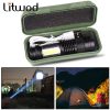 Newest Design XP-G Q5 Built in Battery USB Charging Flashlight COB LED Zoomable Waterproof Tactical Torch Lamp LED Bulbs Litwod 1