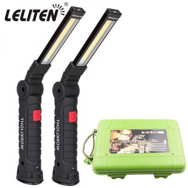 USB Rechargeable With Built-in Battery Set Multi Function Folding Work Light COB LED Camping Torch Flashlight 1