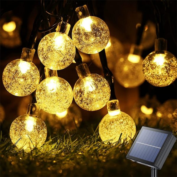 Solar String Lights Outdoor 60 Led Crystal Globe Lights with 8 Modes Waterproof Solar Powered Patio Light for Garden Party Decor 1