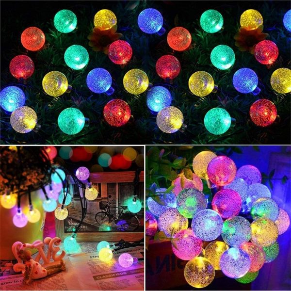 Solar String Lights Outdoor 60 Led Crystal Globe Lights with 8 Modes Waterproof Solar Powered Patio Light for Garden Party Decor 6