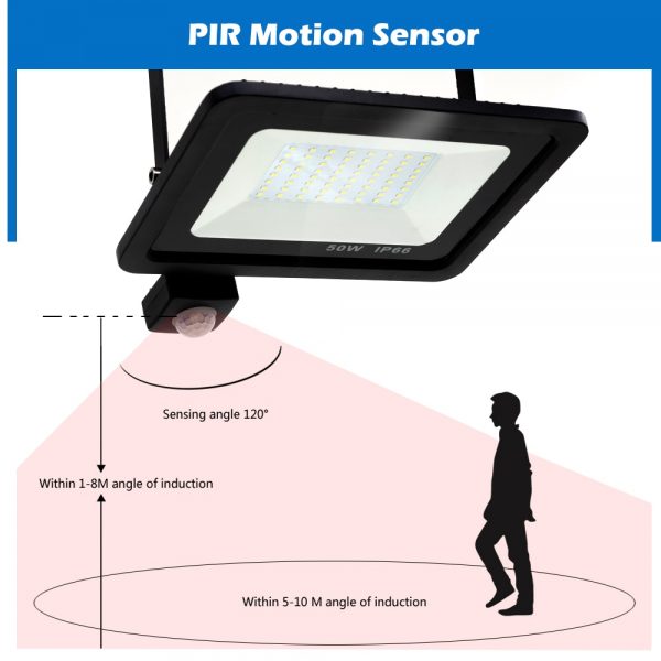 PIR Motion Sensor LED Floodlight 220V Waterproof Spotlight 10W 30W 50W 100W Flood Light Outdoor Lighting for Garden Street Wall 3