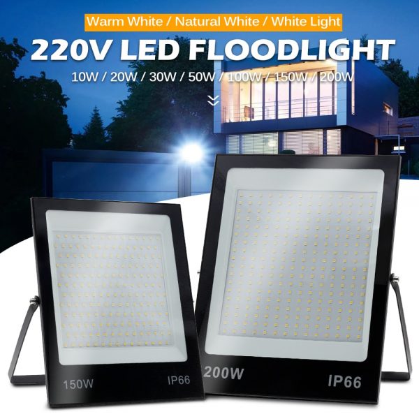 LED Flood Light AC220V 50W 100W 150W 200W High Brightness IP66 Waterproof Outdoor Lighting LED Spotlight Wall Floodlights 2