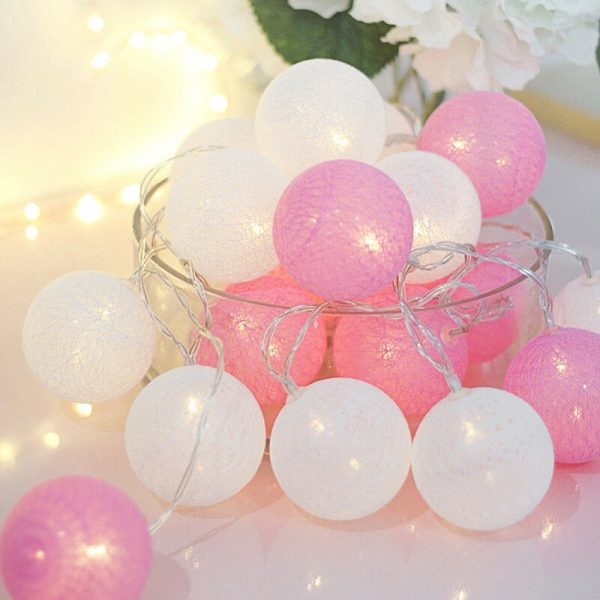 20 LED Cotton Ball Garland String Lights Christmas Fairy Lighting Strings for Outdoor Holiday Wedding Xmas Party Home Decoration 3